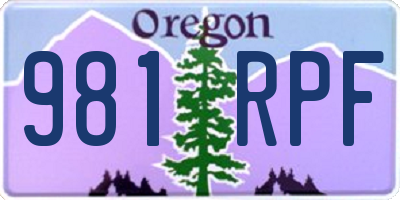 OR license plate 981RPF
