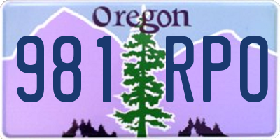 OR license plate 981RPO