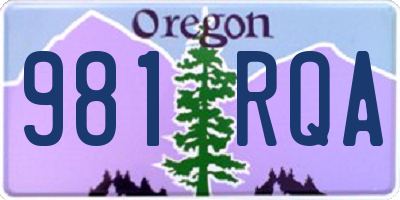 OR license plate 981RQA
