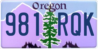 OR license plate 981RQK