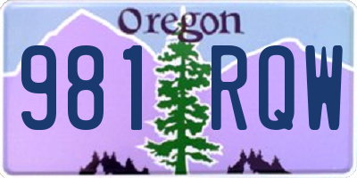 OR license plate 981RQW