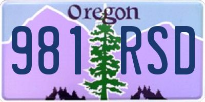 OR license plate 981RSD