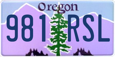 OR license plate 981RSL