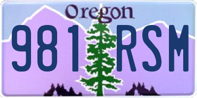 OR license plate 981RSM