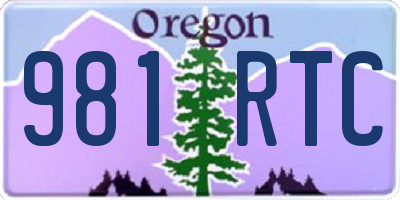 OR license plate 981RTC