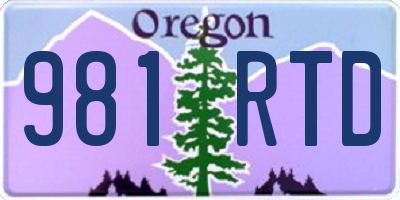 OR license plate 981RTD