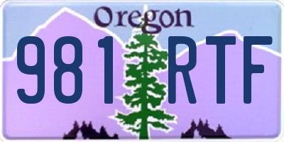 OR license plate 981RTF