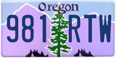 OR license plate 981RTW