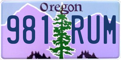 OR license plate 981RUM