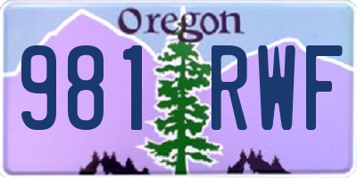OR license plate 981RWF