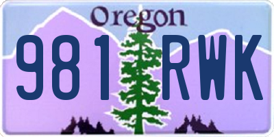 OR license plate 981RWK
