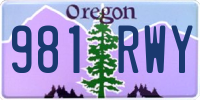 OR license plate 981RWY