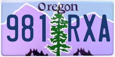 OR license plate 981RXA