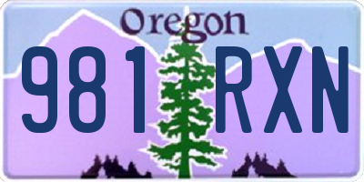 OR license plate 981RXN