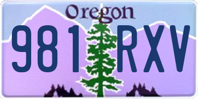 OR license plate 981RXV