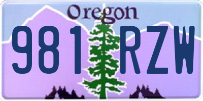 OR license plate 981RZW