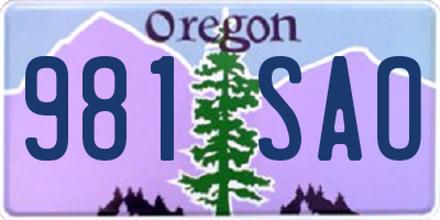 OR license plate 981SAO