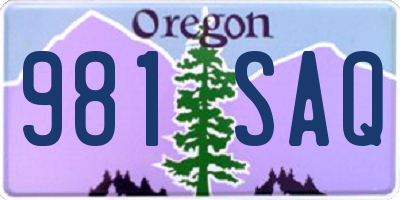 OR license plate 981SAQ