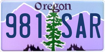 OR license plate 981SAR