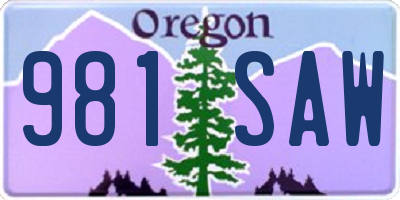 OR license plate 981SAW