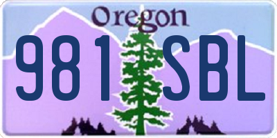 OR license plate 981SBL