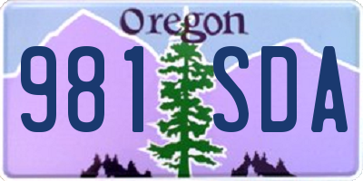 OR license plate 981SDA