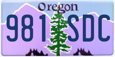 OR license plate 981SDC
