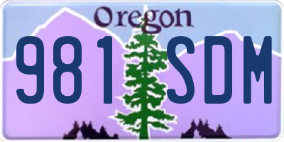 OR license plate 981SDM