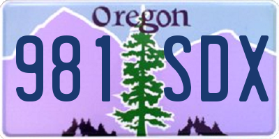 OR license plate 981SDX