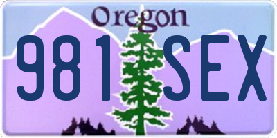 OR license plate 981SEX