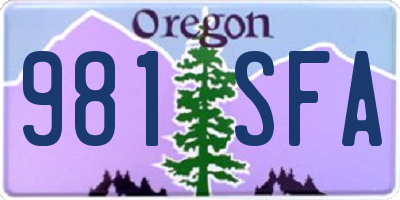 OR license plate 981SFA