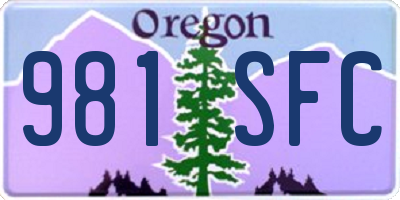 OR license plate 981SFC