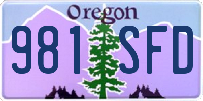 OR license plate 981SFD