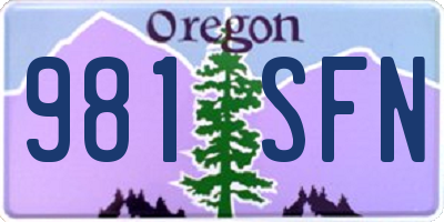 OR license plate 981SFN