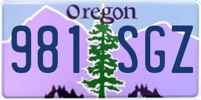 OR license plate 981SGZ