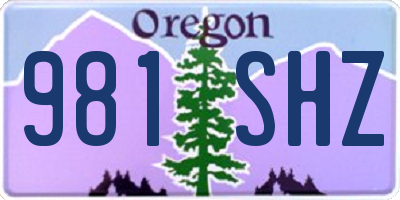 OR license plate 981SHZ