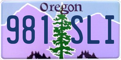 OR license plate 981SLI