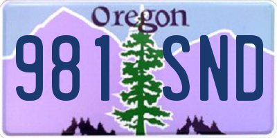 OR license plate 981SND