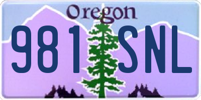 OR license plate 981SNL