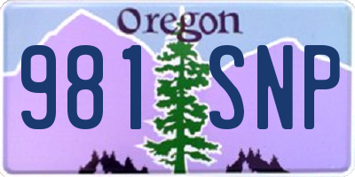 OR license plate 981SNP