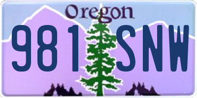 OR license plate 981SNW