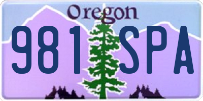 OR license plate 981SPA