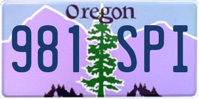 OR license plate 981SPI