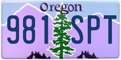 OR license plate 981SPT