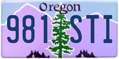 OR license plate 981STI