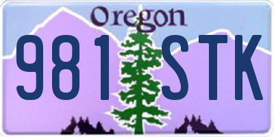 OR license plate 981STK