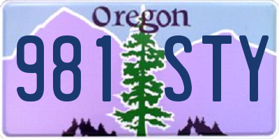 OR license plate 981STY