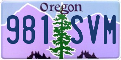 OR license plate 981SVM