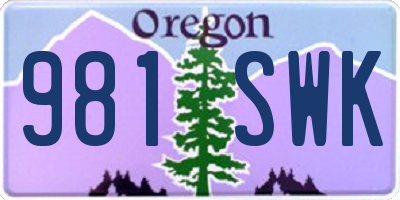 OR license plate 981SWK