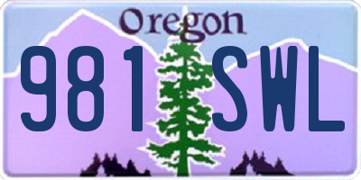 OR license plate 981SWL